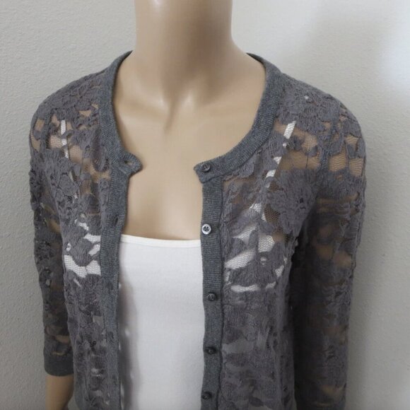 NEW Hollister Dark Gray Lace Cardigan Size Small Dark Gray - Picture 3 of 9